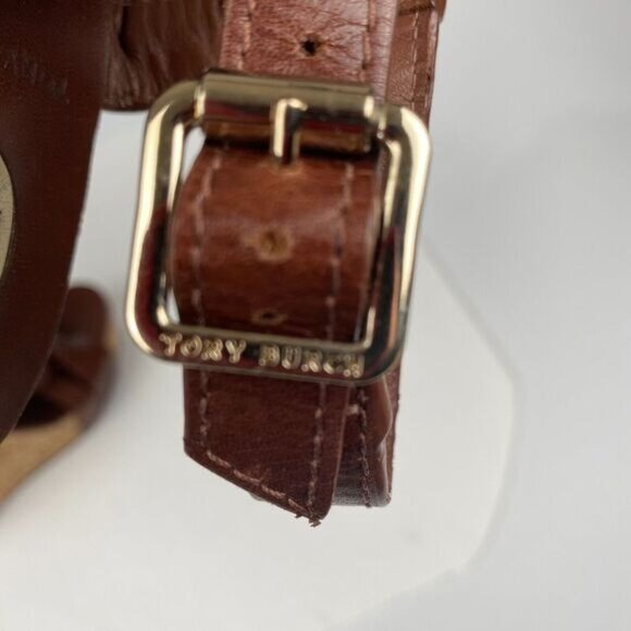 Tory Burch 7 M Ace High Wedge Platform Cork Slingback Heels Shoes Sandals Brown - Picture 10 of 16